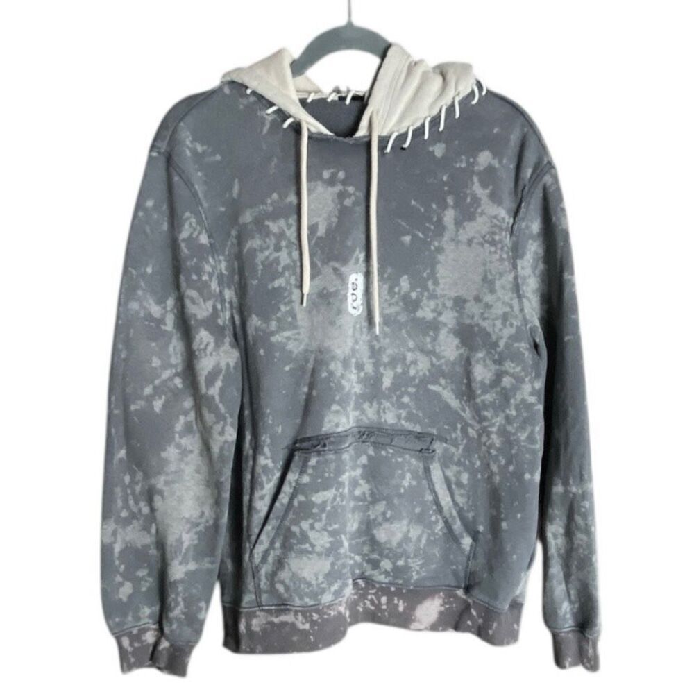 H&M Divided Men’s M Gray Acid Wash Hoodie Sweatshirt roe. Patch Streetwear